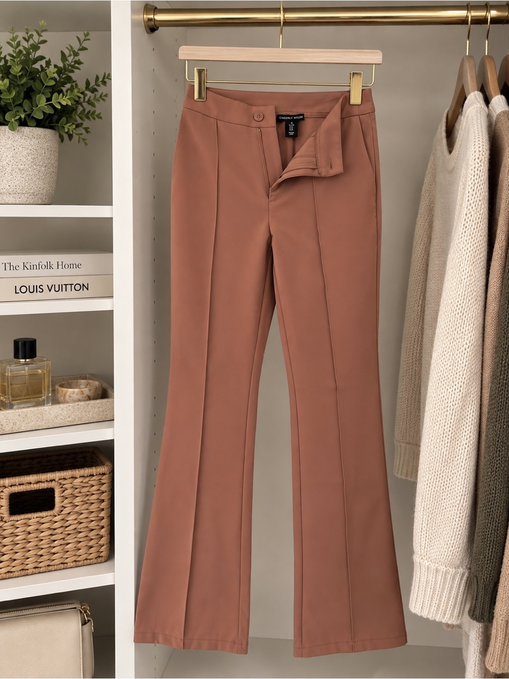 Sincerely Jules Boot-Cut Ponte Pants in Terracotta